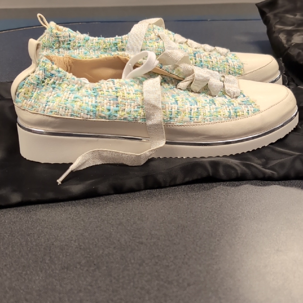 Elegant Tweed Sneakers with Silver Details